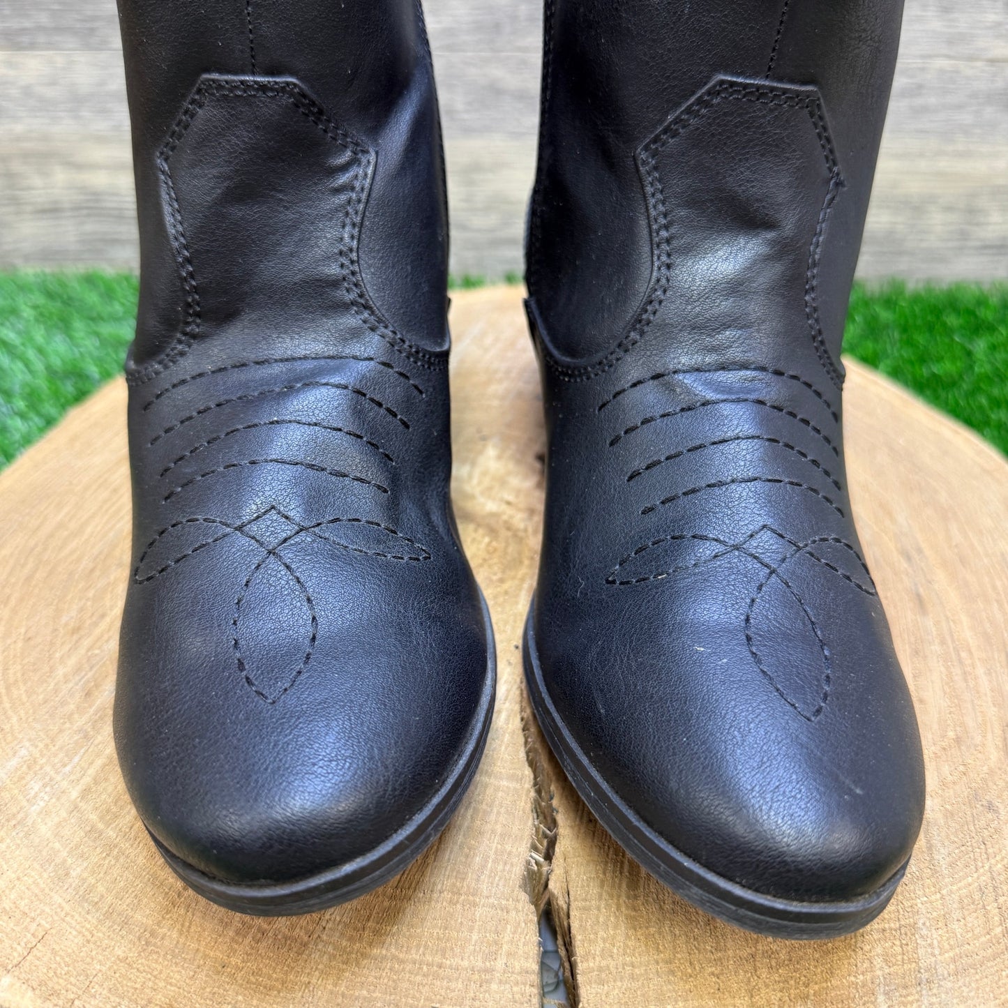 Rampage Women - Size 7.5M - Black Faux Leather Ankle Zipper Boots Whendl