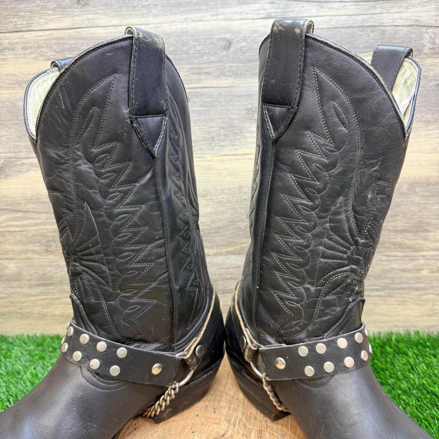 La Riga Men - Size 8 - Black Eagle Harness Cowboy Boots 105