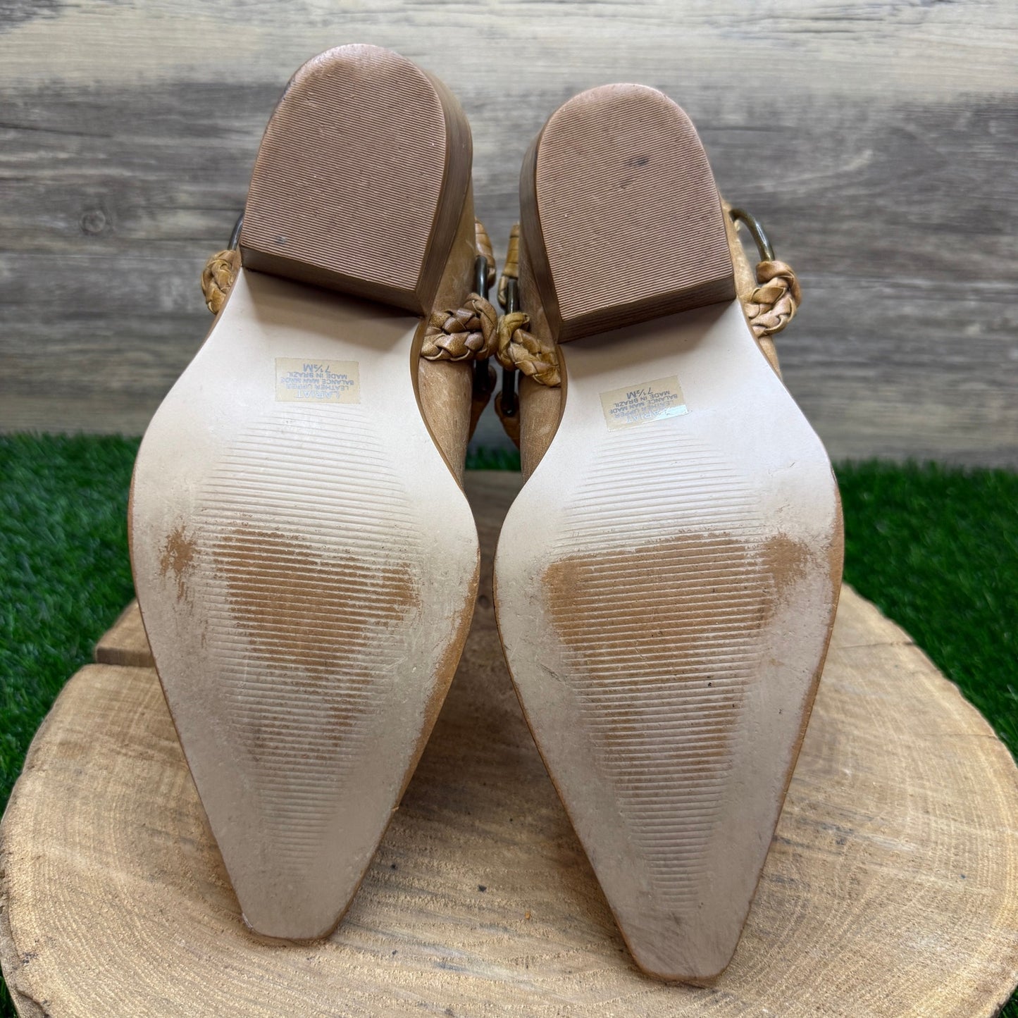 Penny Loves Kenny Women - Size 7.5M - Tan Strappy Cowboy Boots Style Lariat