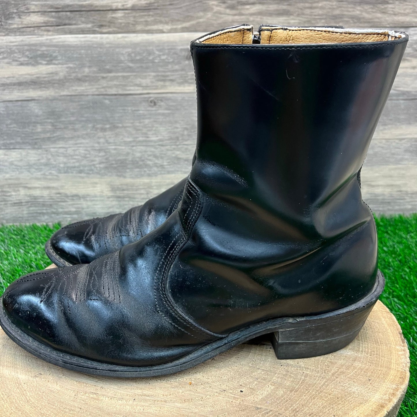 Unknown Men - Size 10D - Vintage Black Ankle Zipper Cowboy Boots Style 1199