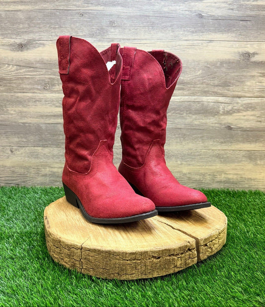 Rampage Women - Size 8M - Red Faux Soft Cowboy Boots Walden