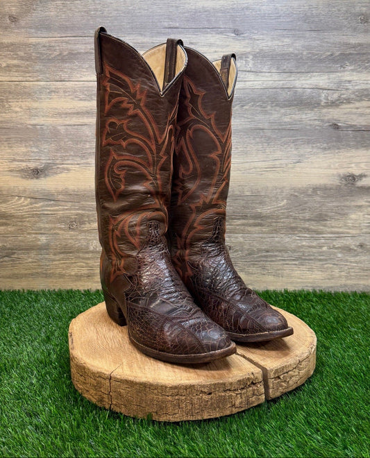 Larry Mahan Women/Men Size - 8.5/7.5 - Vintage Brown Triad Gator Cowboy Boots