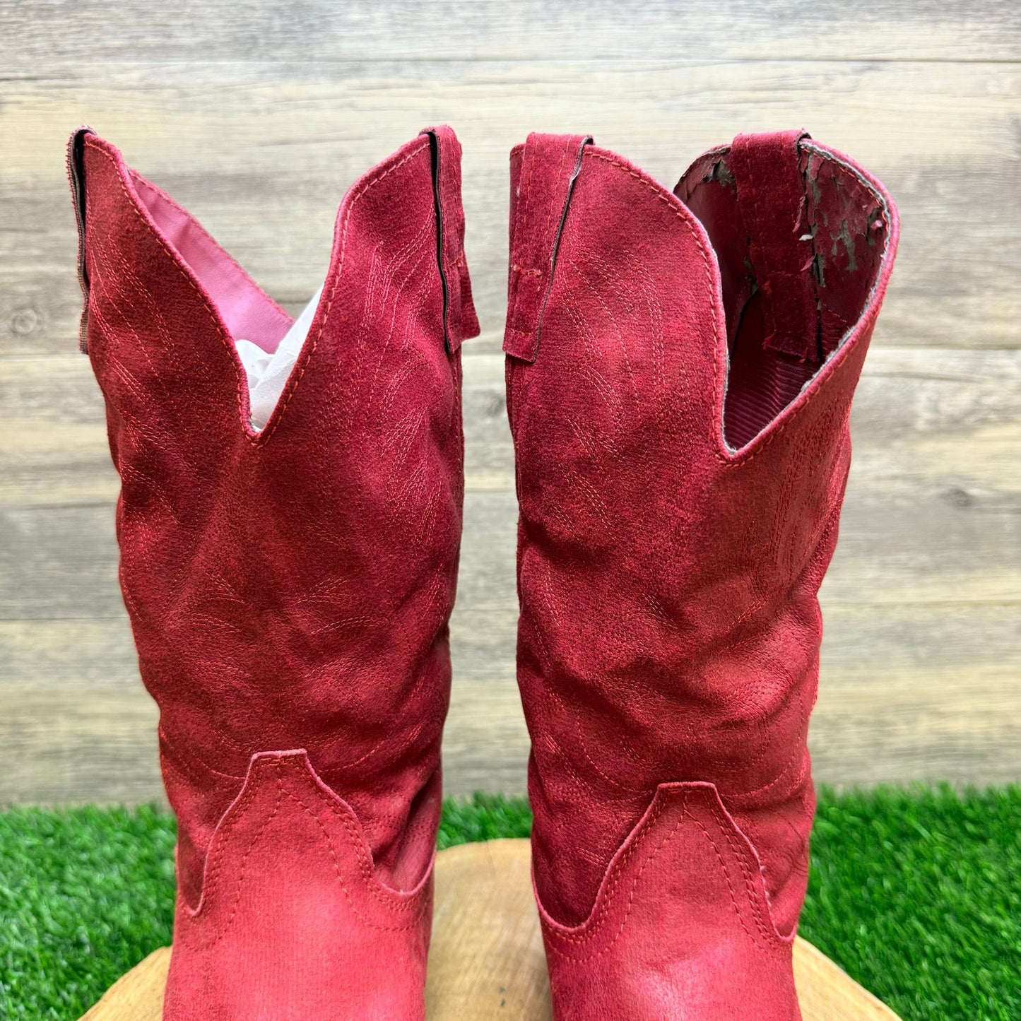 Rampage Women - Size 8M - Red Faux Soft Cowboy Boots Walden