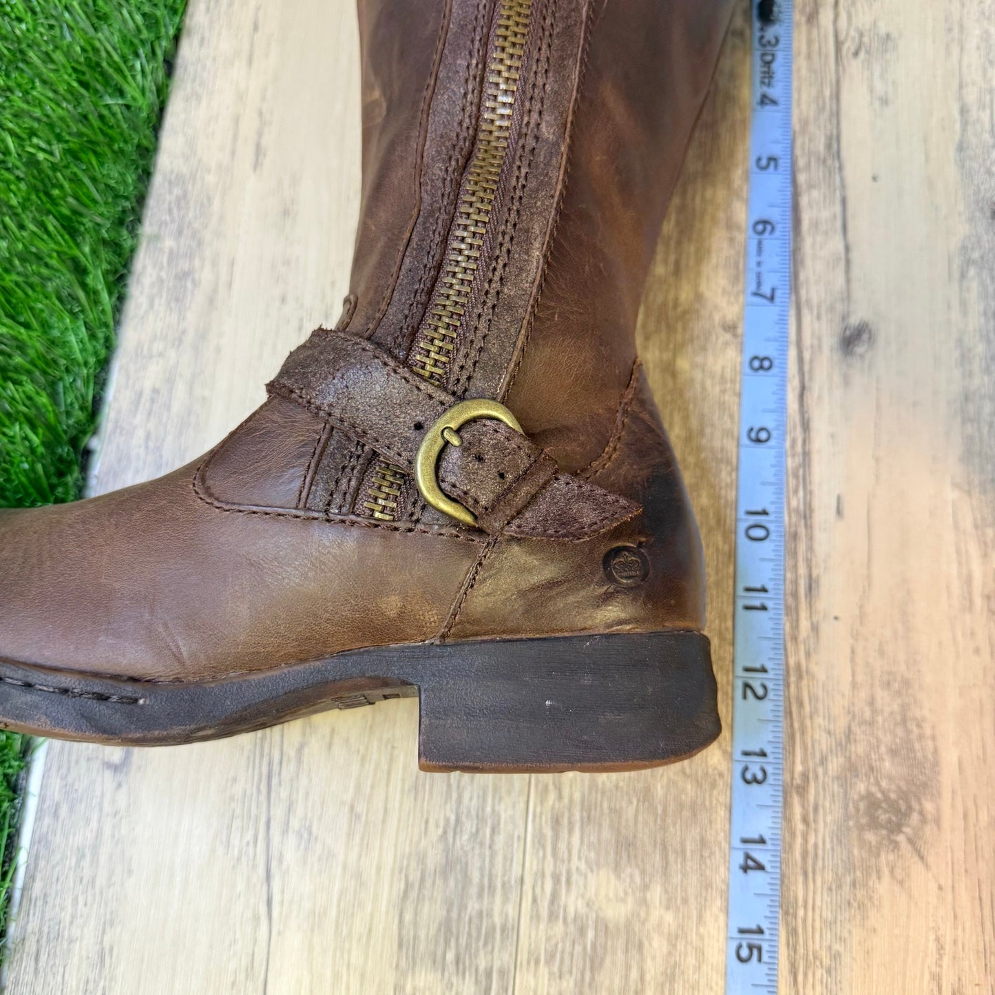 Born Women - Size 7M - Brown Strappy Zipper Boots D70223