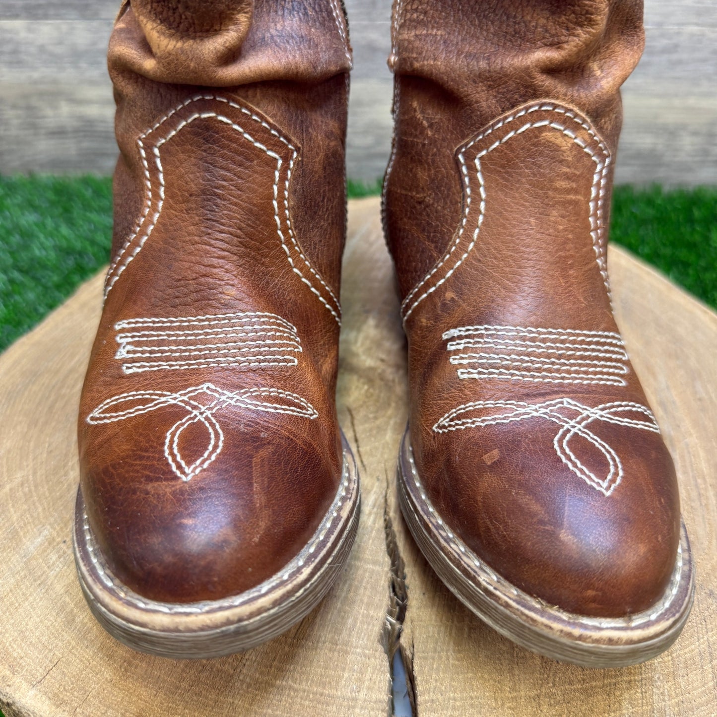 Sundance Women - Size 6.5 - Brown Studded Ankle Zipper Boots