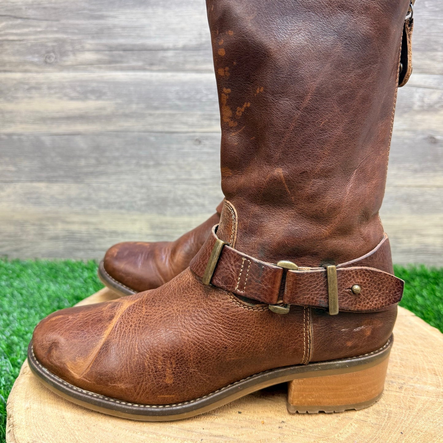 Fabianelli Women - Size 7 / 37 - Brown Harness Zipper Boots C160