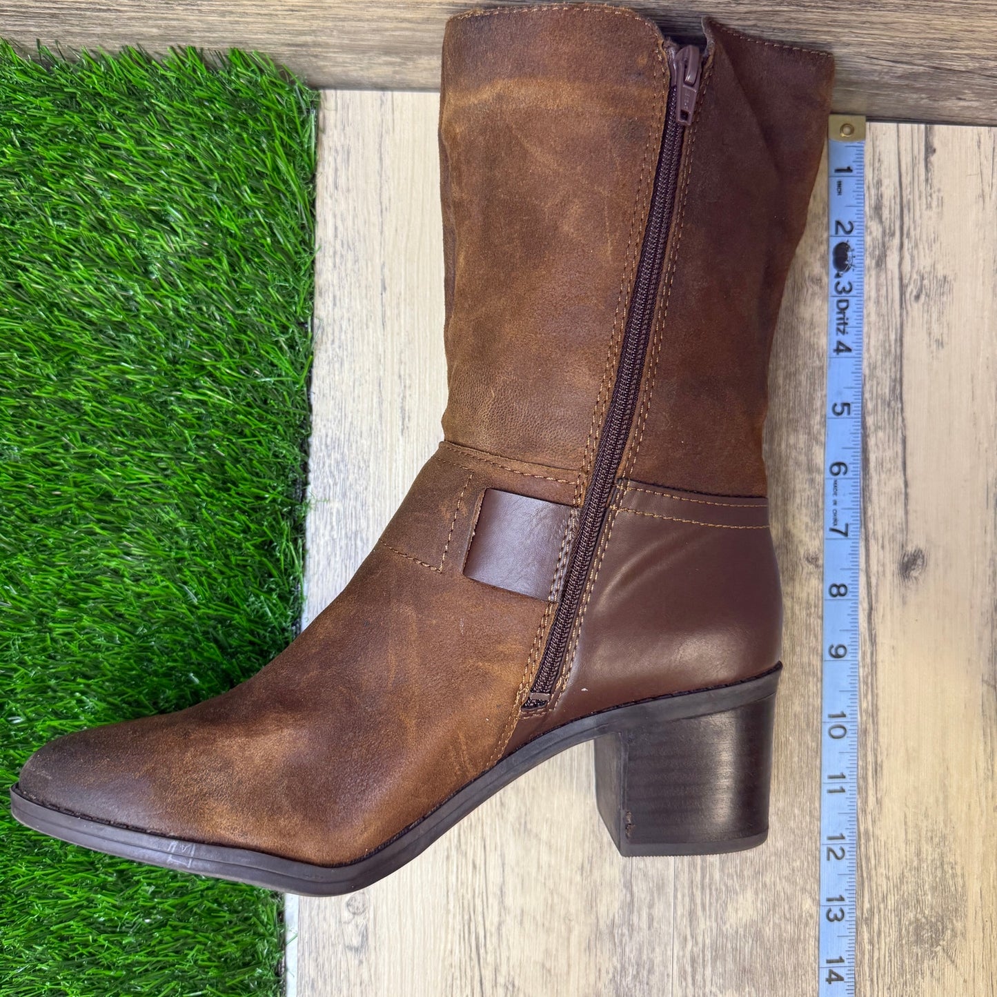 Bar III Women - Size 10M - Brown Faux Leather Zipper Boots Style Wade 2