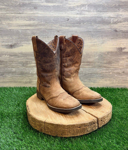 Smoky Mountain Youth - Size 3.5R - Brown Square Toe Cowboy Boots 3101Y