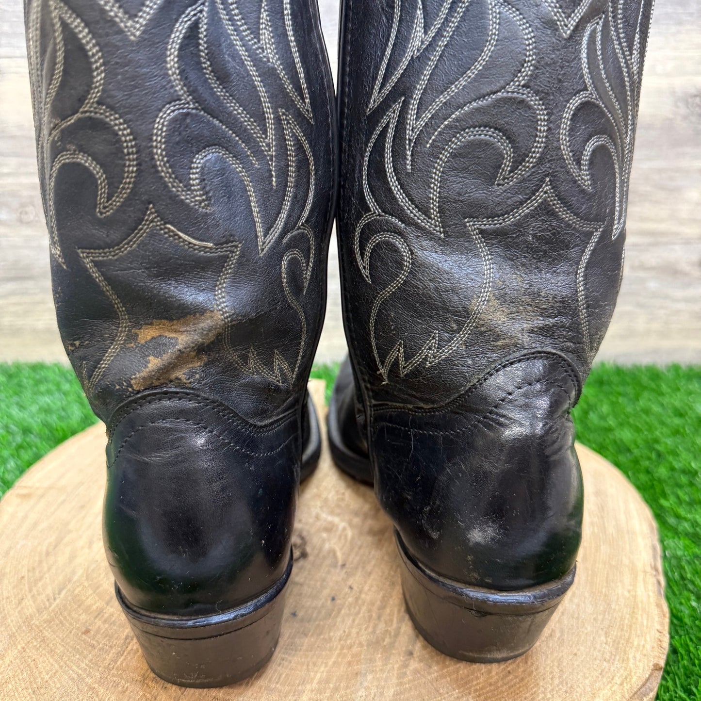 Laredo Men - Size 8.5D - Vintage Black Toe Plate Western Cowboy Boots 68137