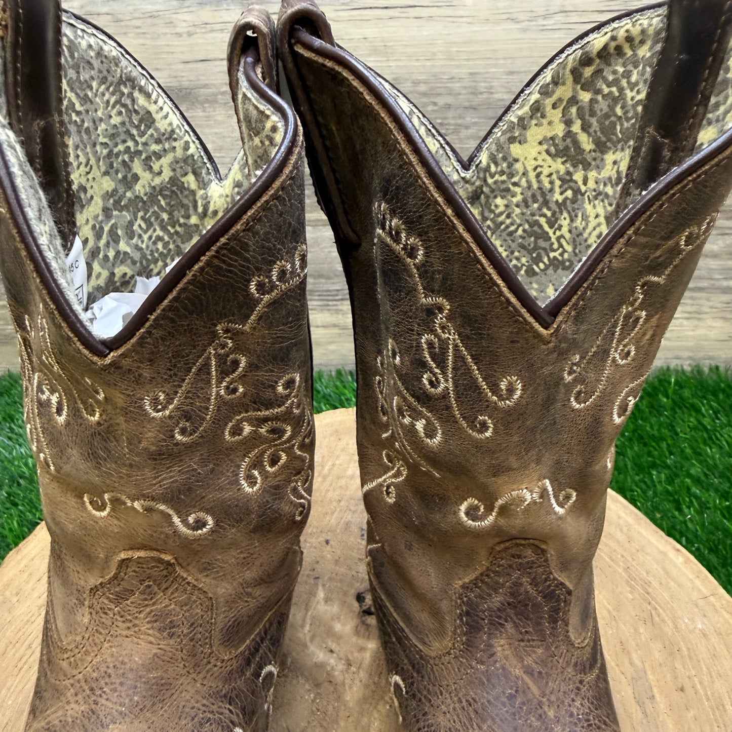 Smoky Mountain Youth - Size 1R - Brown Floral Square Toe Cowboy Boots 3845C