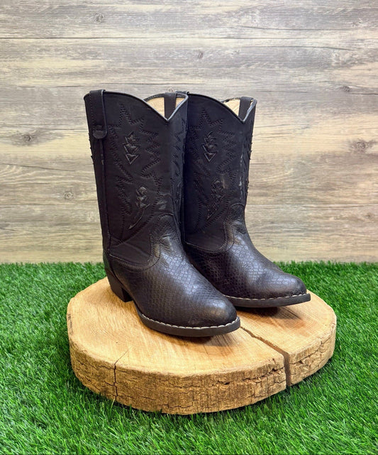 youth boots with black print