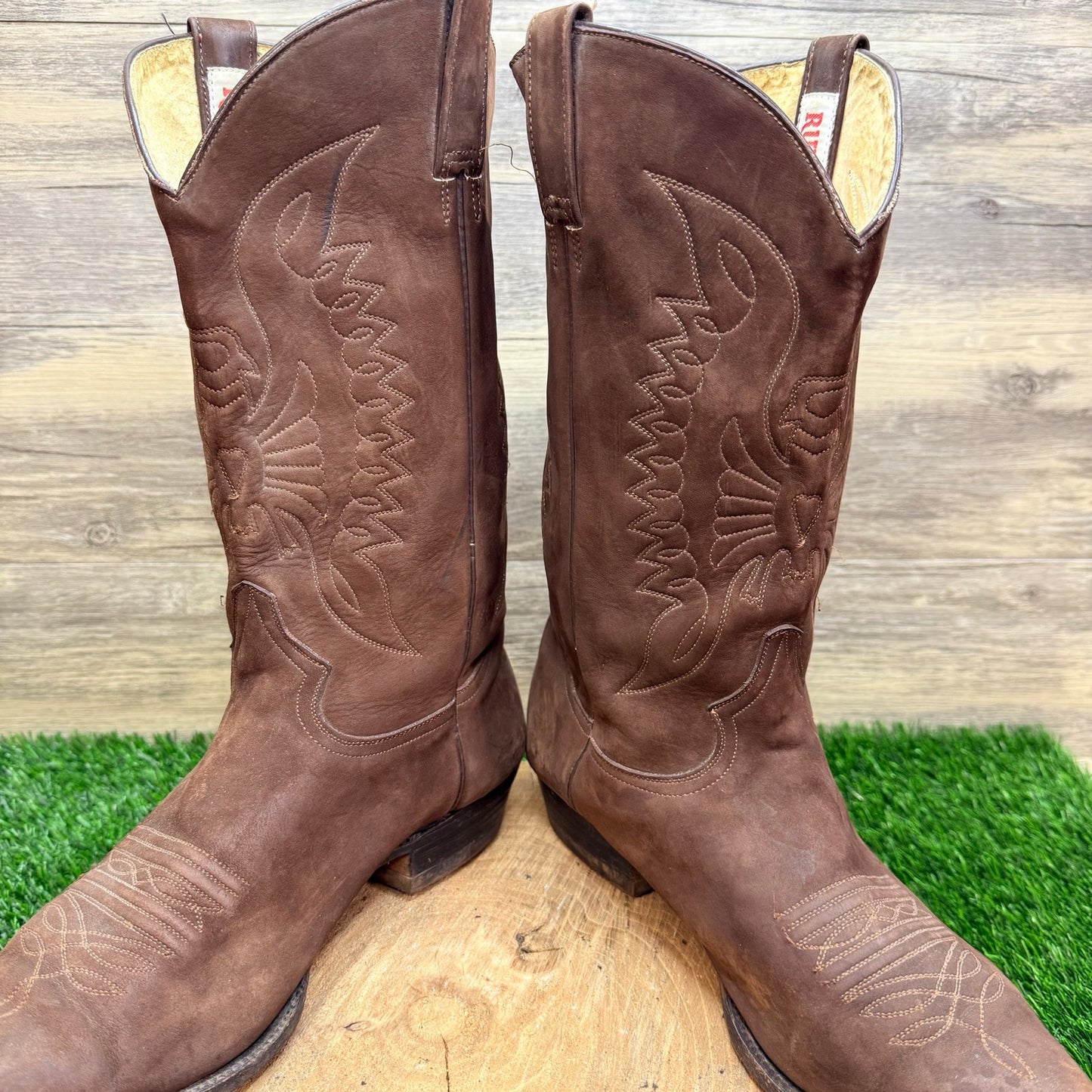 Rudel Men - Size 12.5EE - Dark Brown Suede Pointed Cowboy Boots