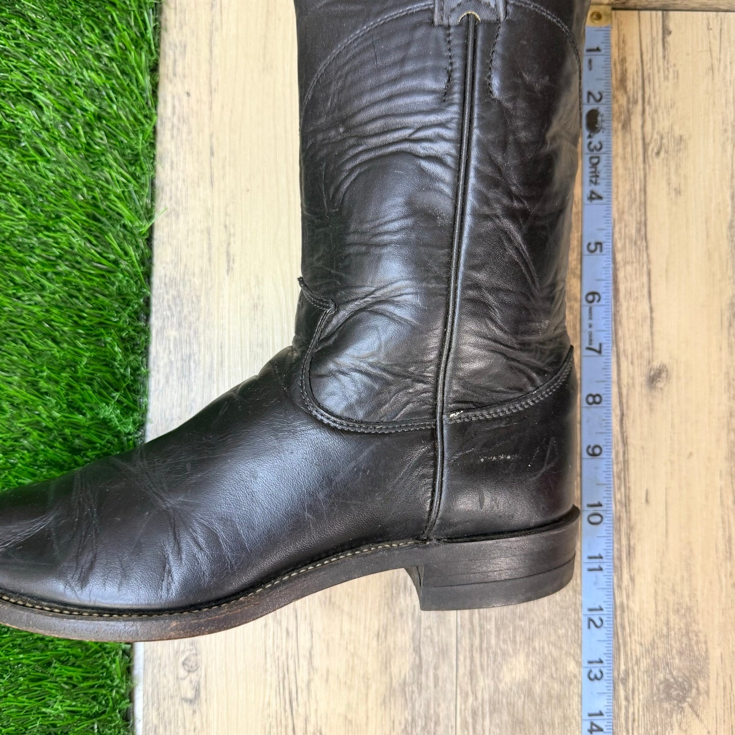 Justin Men - Size 7.5D - Black Roper Cowboy Boots 3133