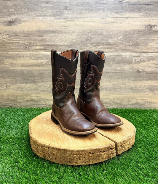 Magellan Outdoors Youth - Size 11 - Brown/Black Square Toe Cowboy Boots 167252