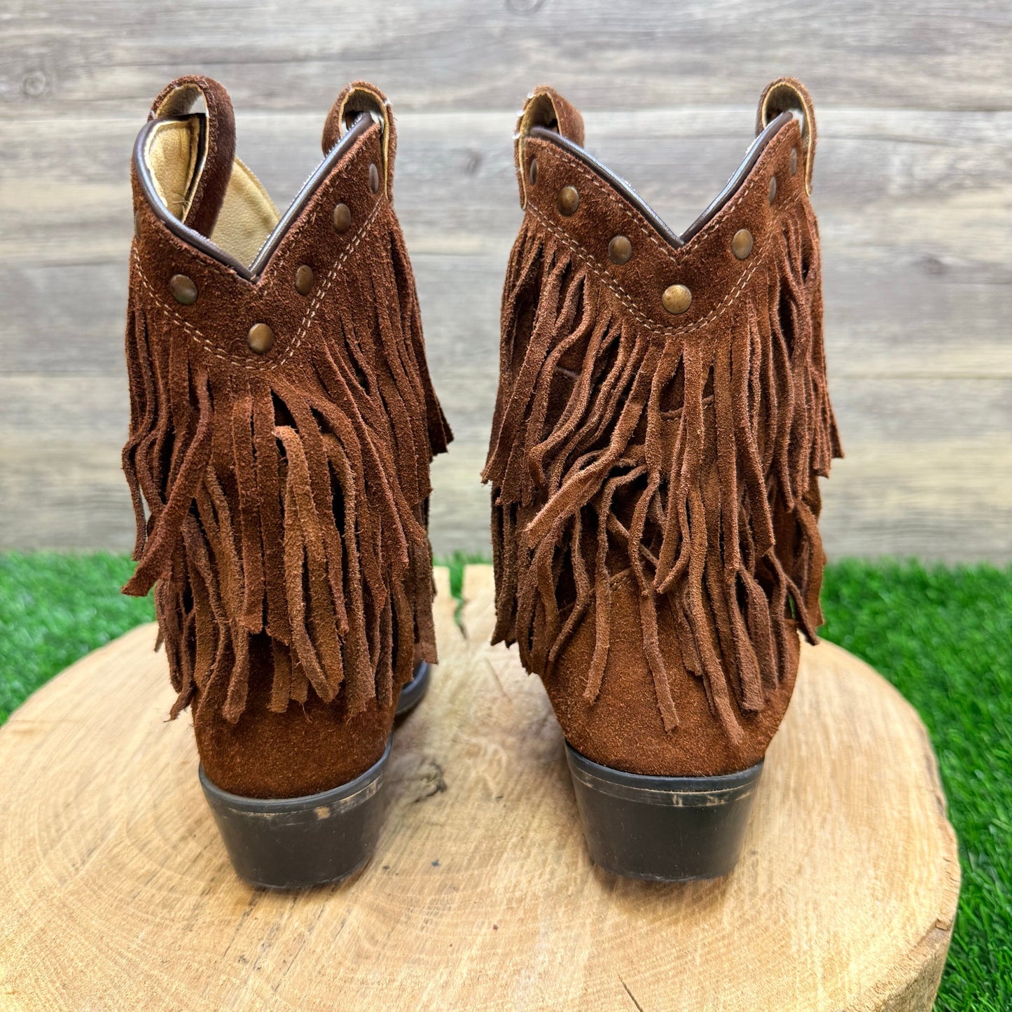 Shyanne Youth - Size 12D - Brown Fringe Cowboy Boots 43514