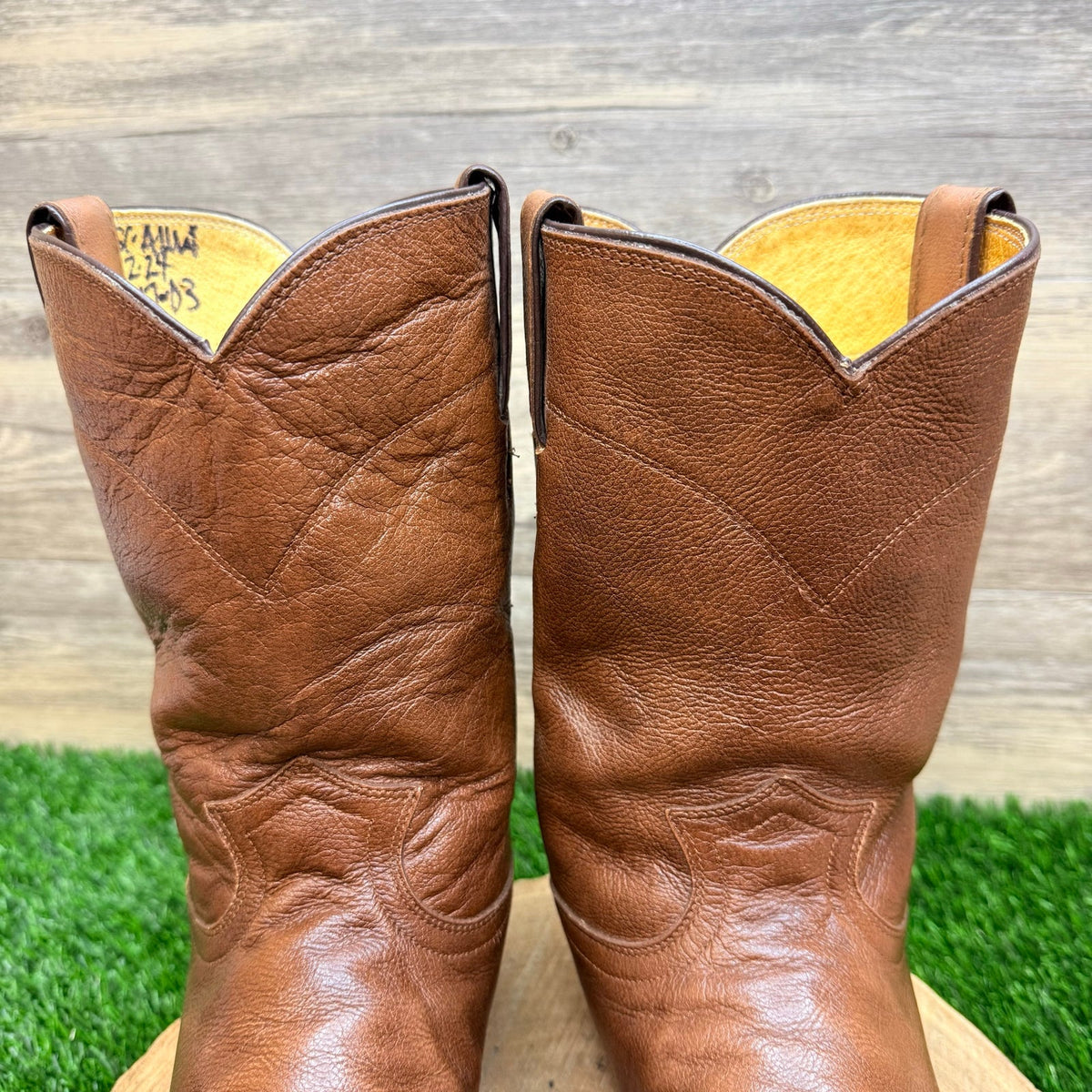 Justin Men - Size 10D - Vintage Burnt Sienna Roper Western Cowboy Boots 3714