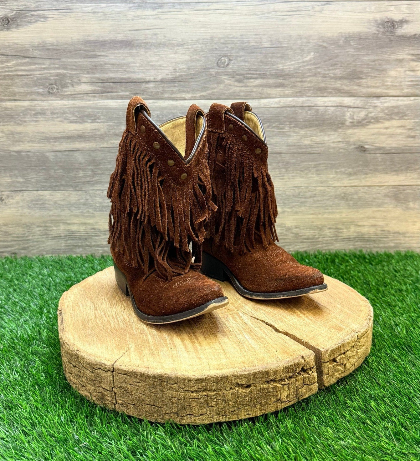 Shyanne Youth - Size 12D - Brown Fringe Cowboy Boots 43514