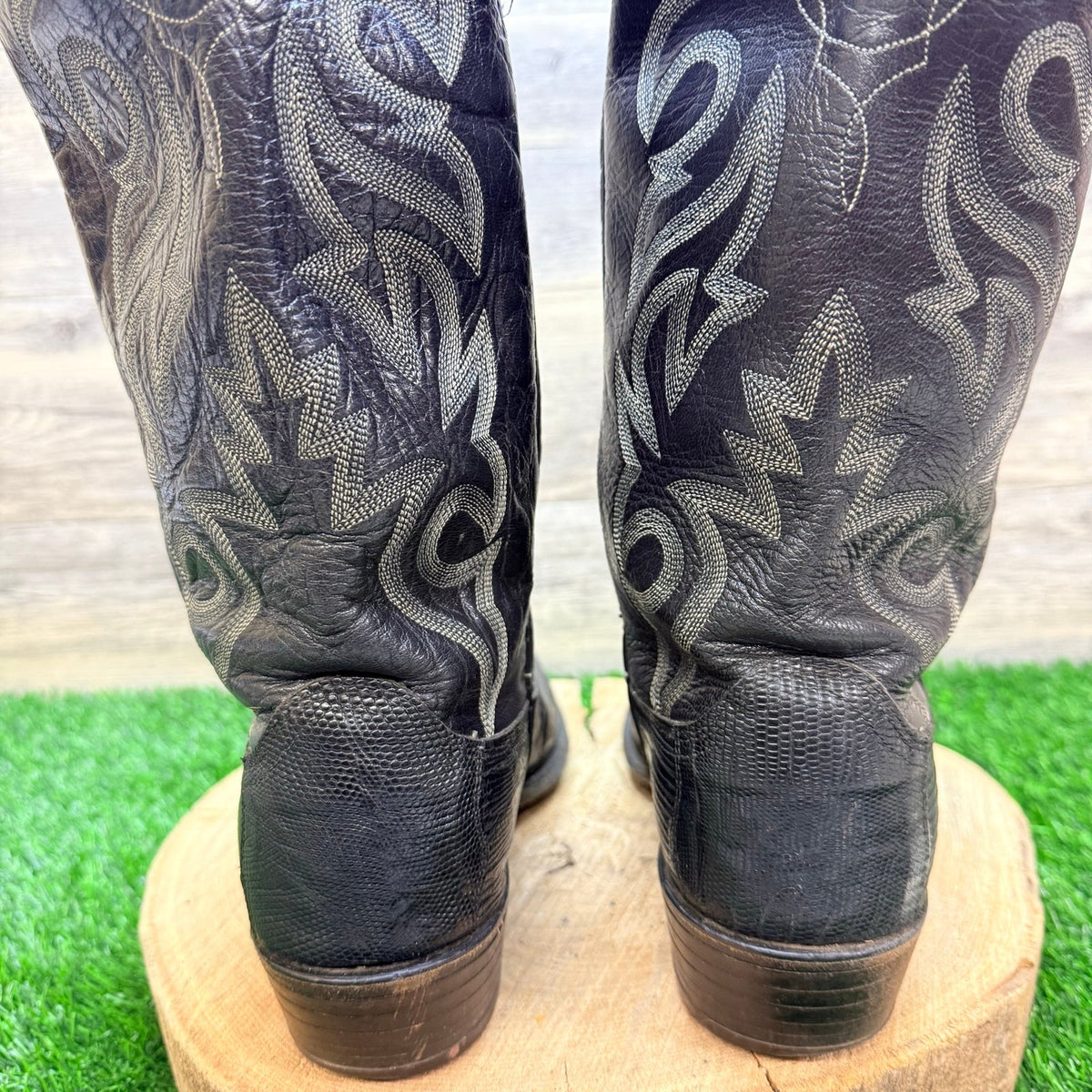 Dan Post Men - Size 12D - Vintage Black Lizard Western Cowboy Boots