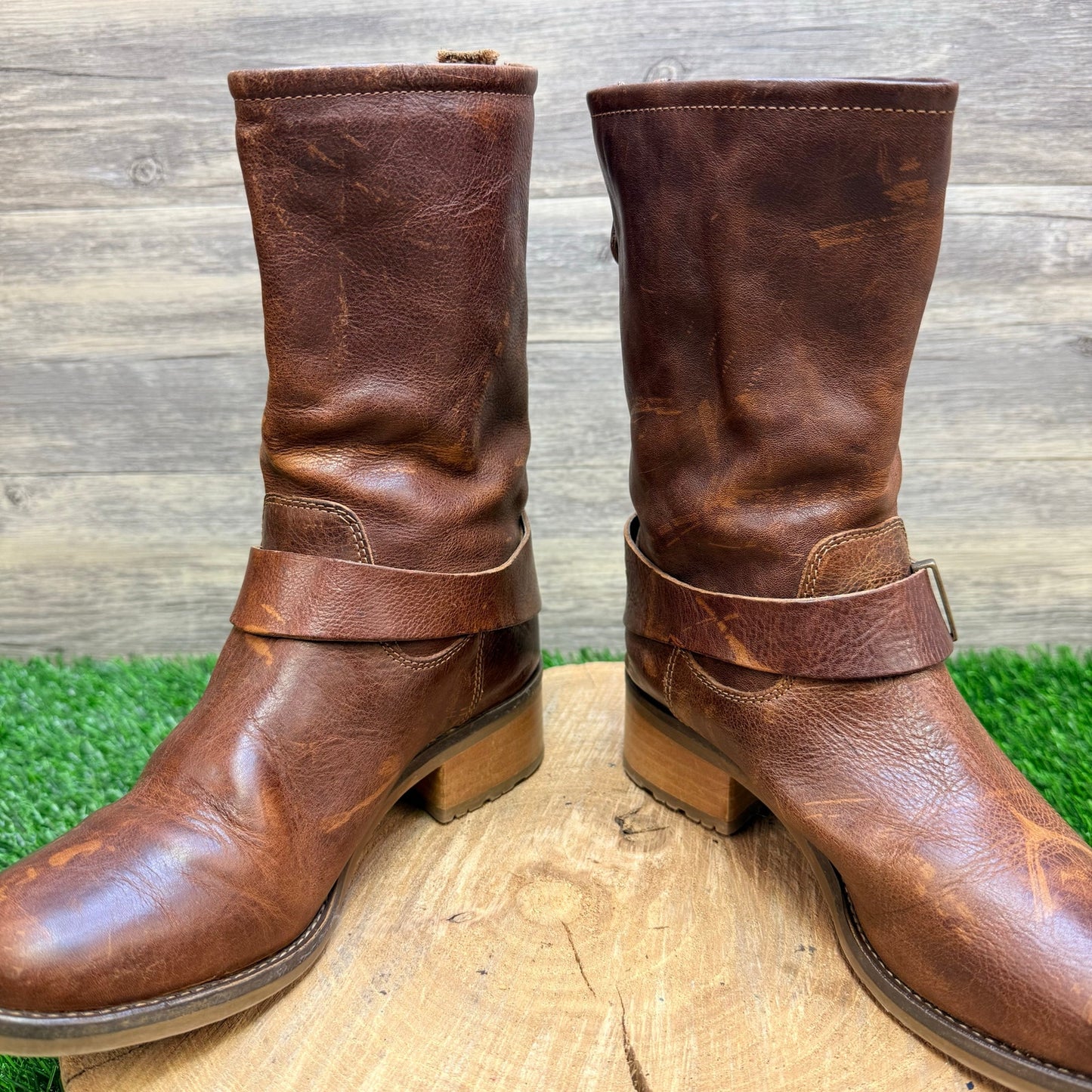 Fabianelli Women - Size 7 / 37 - Brown Harness Zipper Boots C160