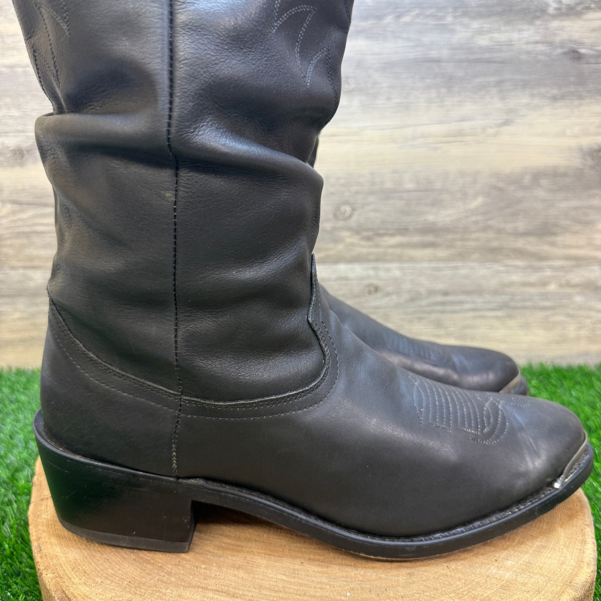Durango Men - Size 10EE - Black Leather Slouch Western Cowboy Boots RD540