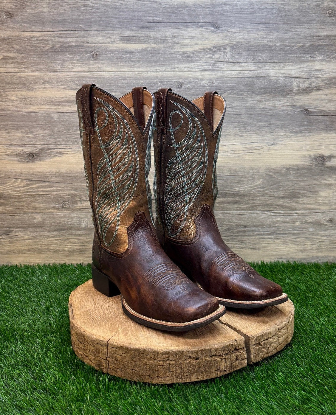 Ariat Women - Size 8.5B - Dark Brown Round Up Square Toe Cowboy Boots 10016317