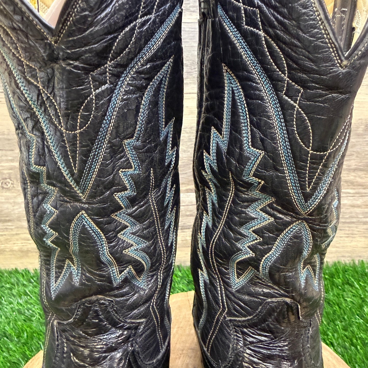 Montana Men - Size 9.5 - Vintage Black Eel Skin Western Cowboy Boots Style 7203
