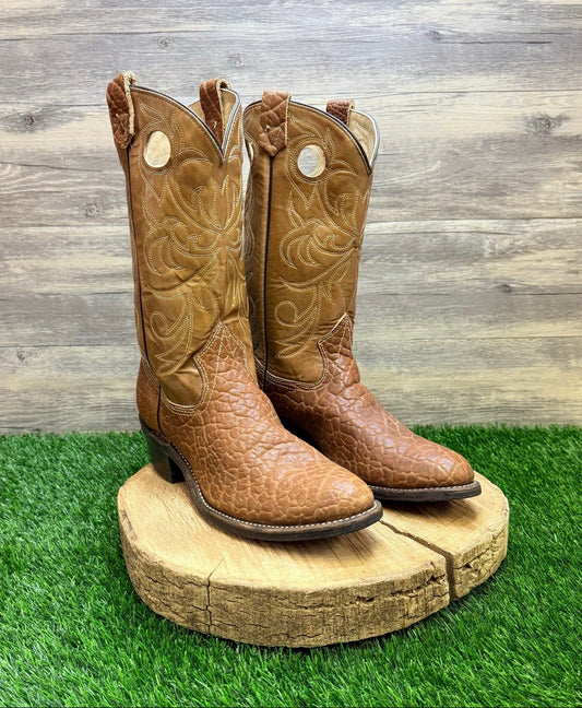 Texas Men - Size 10D - Vintage Tan Faux Exotic Print Cowboy Boots 7791
