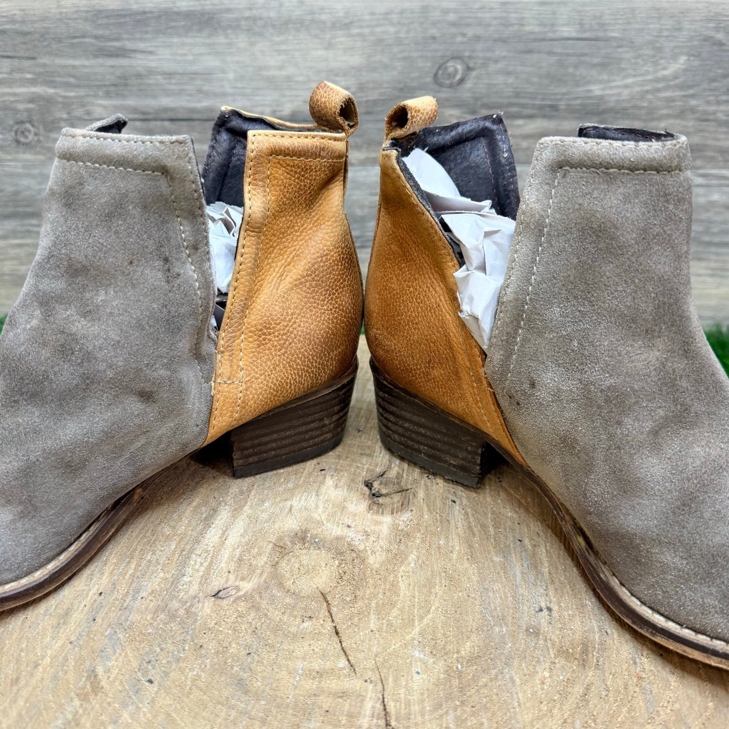 Diba True Women - Size 7M - Gray / Tan Suede Ankle Boots Stop By