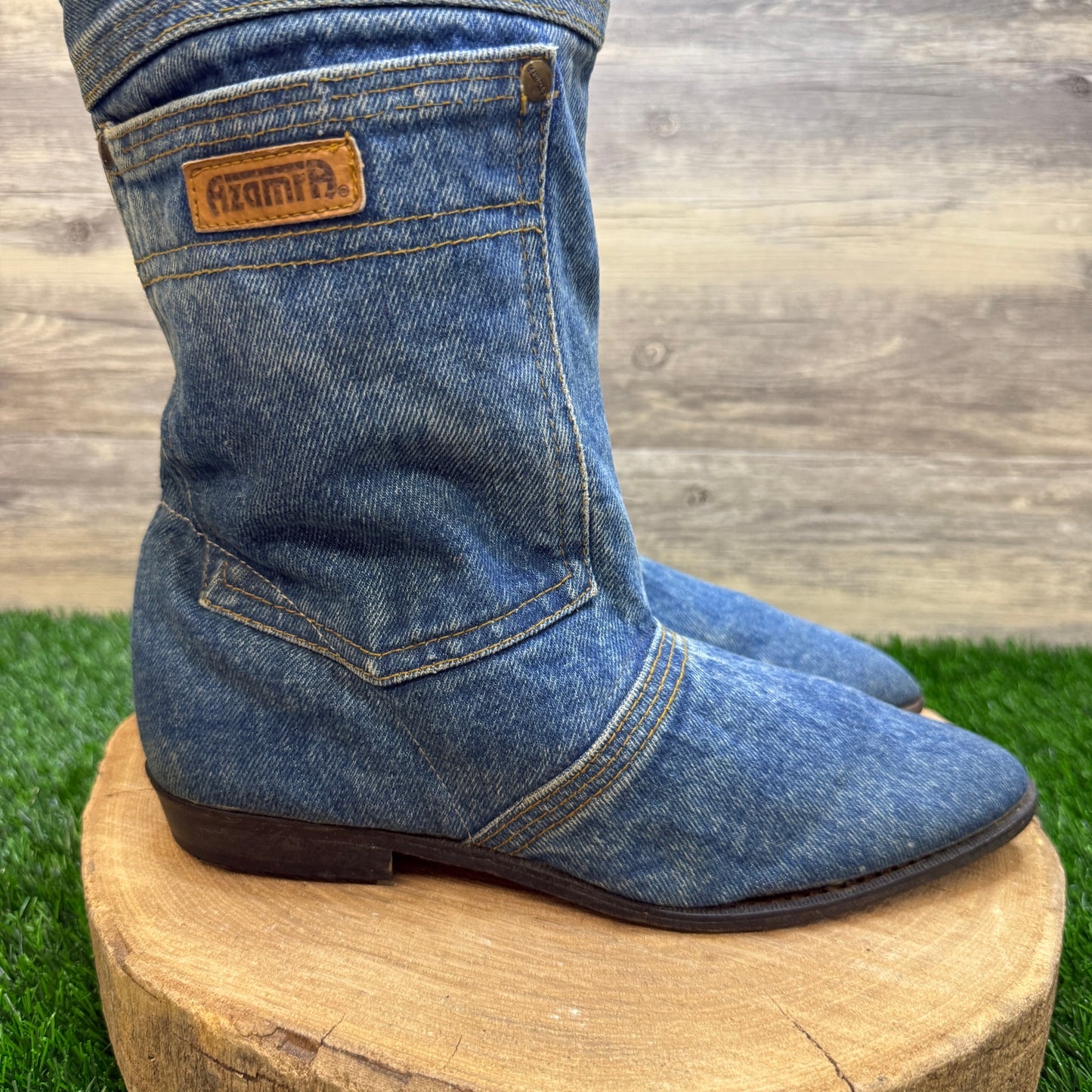 Azamra Women - Size 8M - Vintage 80s Blue Jean Israel Made Boots