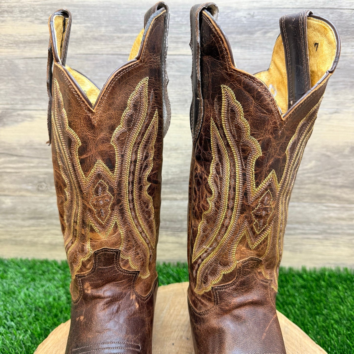 Justin Women - Size 7.5M - Chocolate Square Toe Western Cowboy Boots L2680