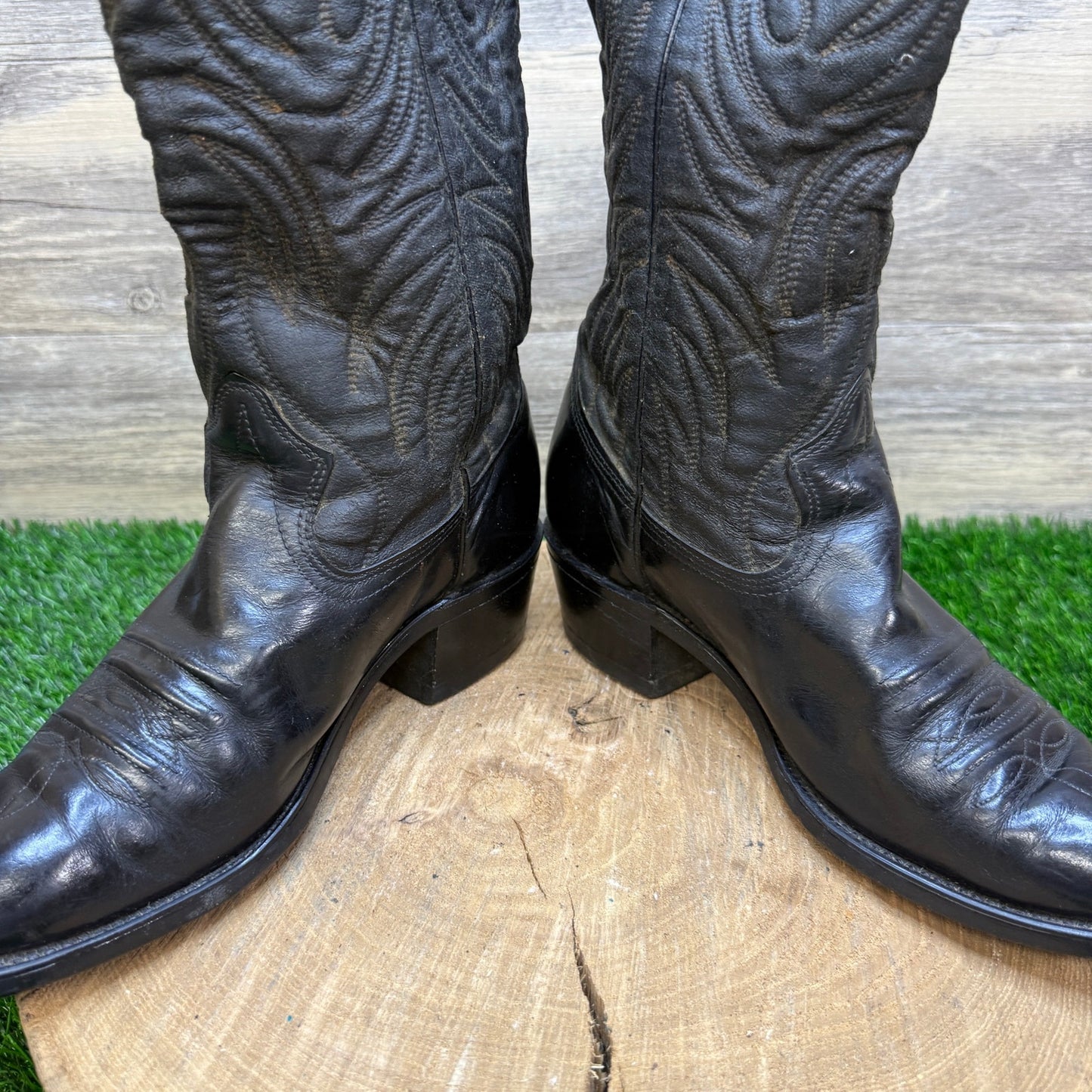 Texas Men - Size 8D - Vintage Black Western Cowboy Boots Style W5010