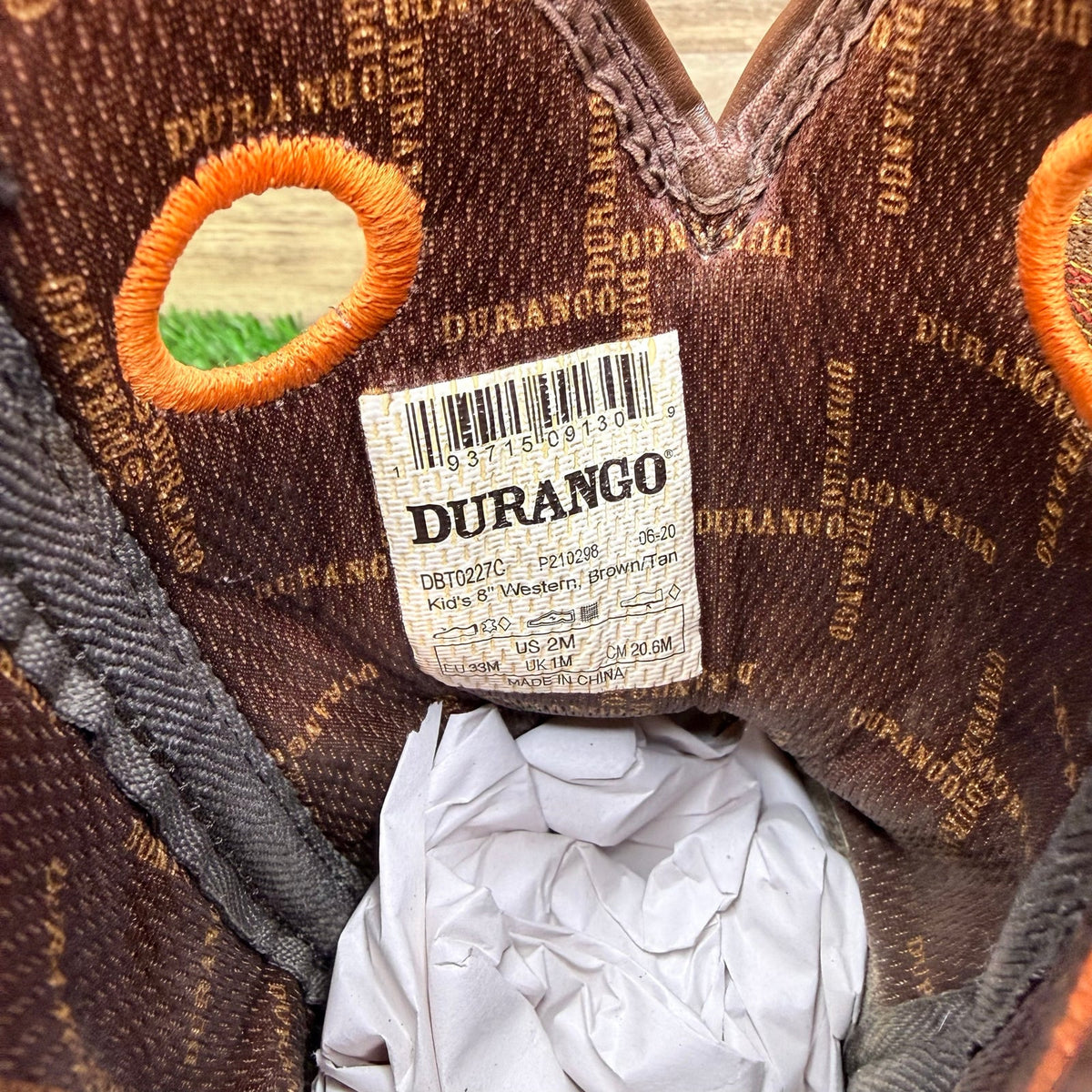 Durango Youth - Size 2M - Brown / Orange Square Toe Cowboy Boots DBT0227C