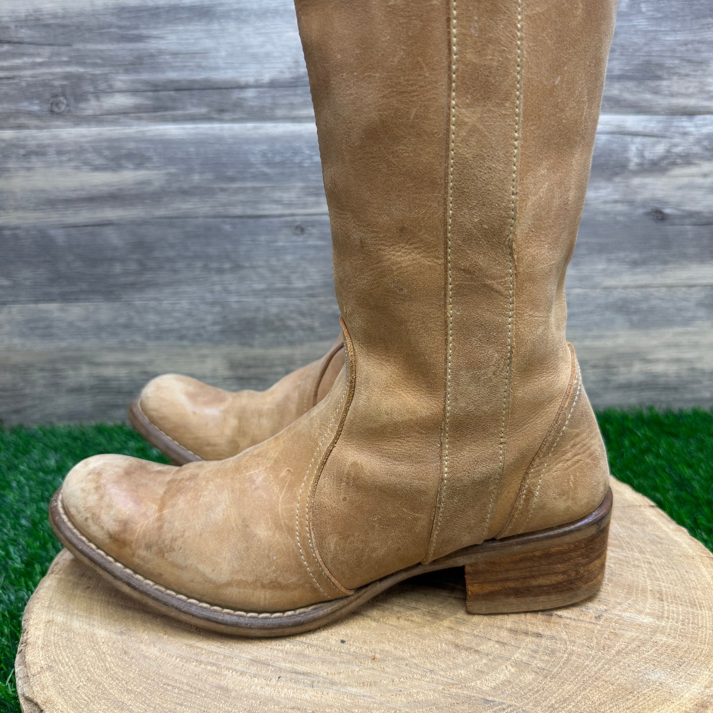 Destroy Women - Size 8 - Tan Tall Moto Boots