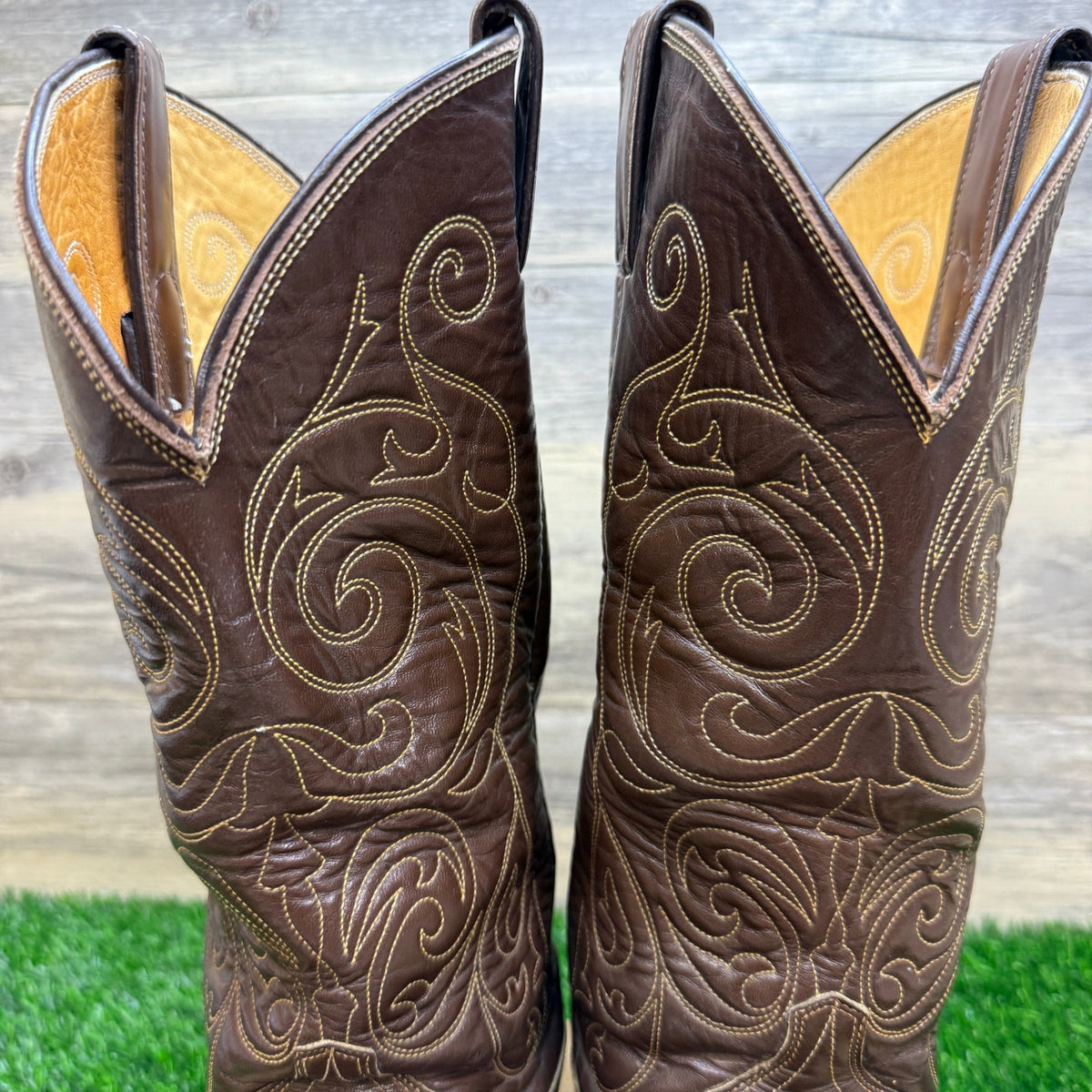 Justin Men - Size 11D - Vintage Brown Embroidered Western Cowboy Boots 2500