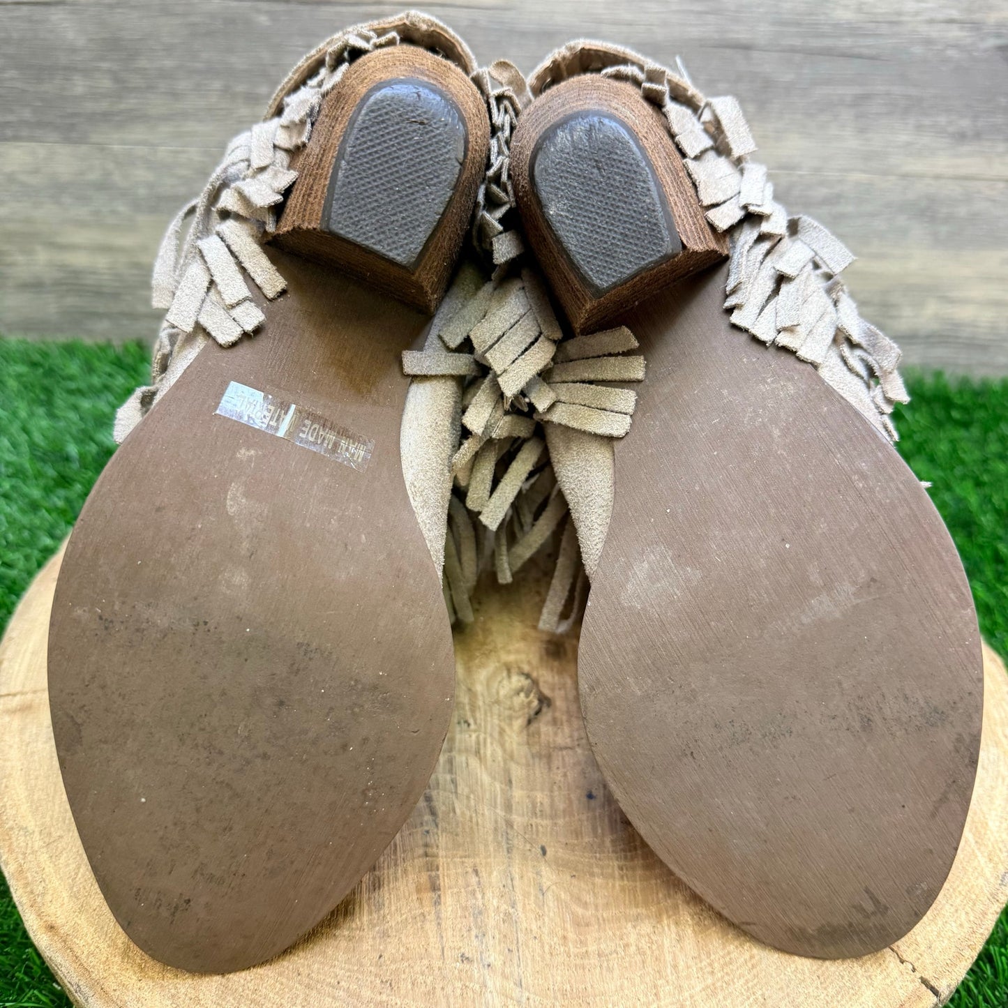 Not Rated Women - Size 8 - Tan Fringe Studded Faux Suede Boots 277