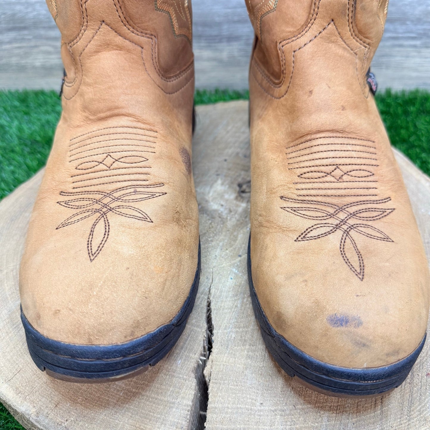 Justin Men - Size 10D - Tan George Strait Western Cowboy Boots 9013