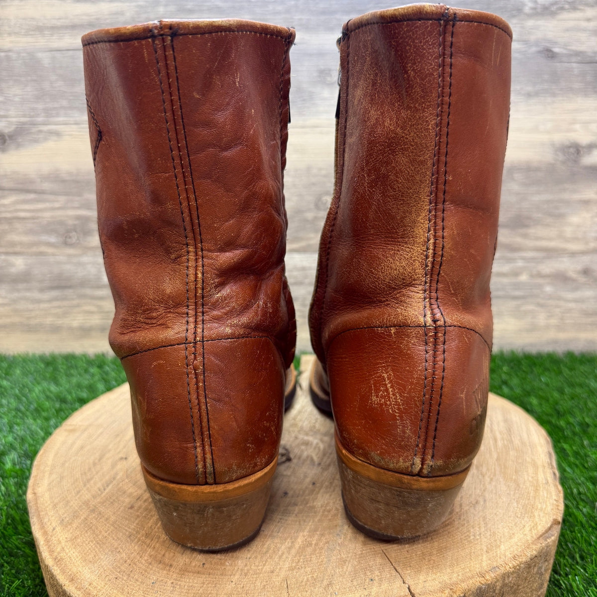 Wild Country Men - Size 12 - Cognac Leather Zipper Ankle Western Cowboy Boots