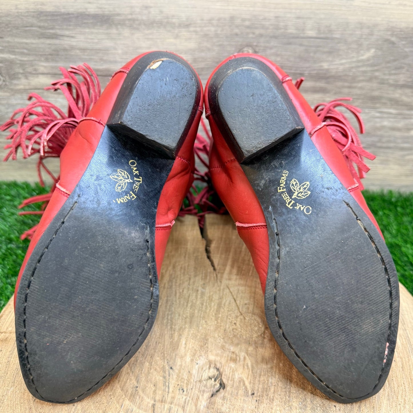 Oak Tree Farms Women - Size 7 - Red Fringe Western Cowboy Boots