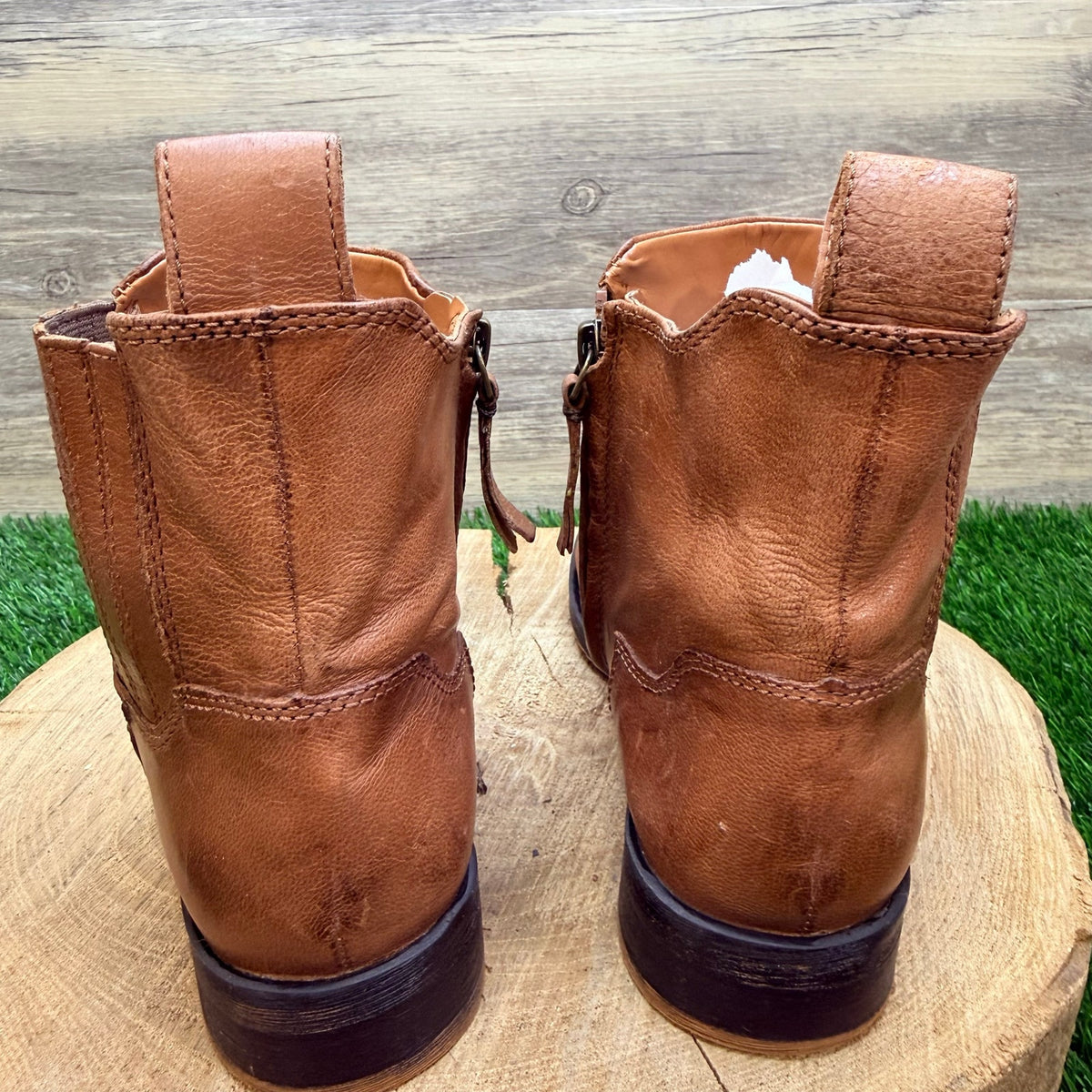 Franco Sarto Women - Size 8M - Tan Ankle Zipper Boots Linc