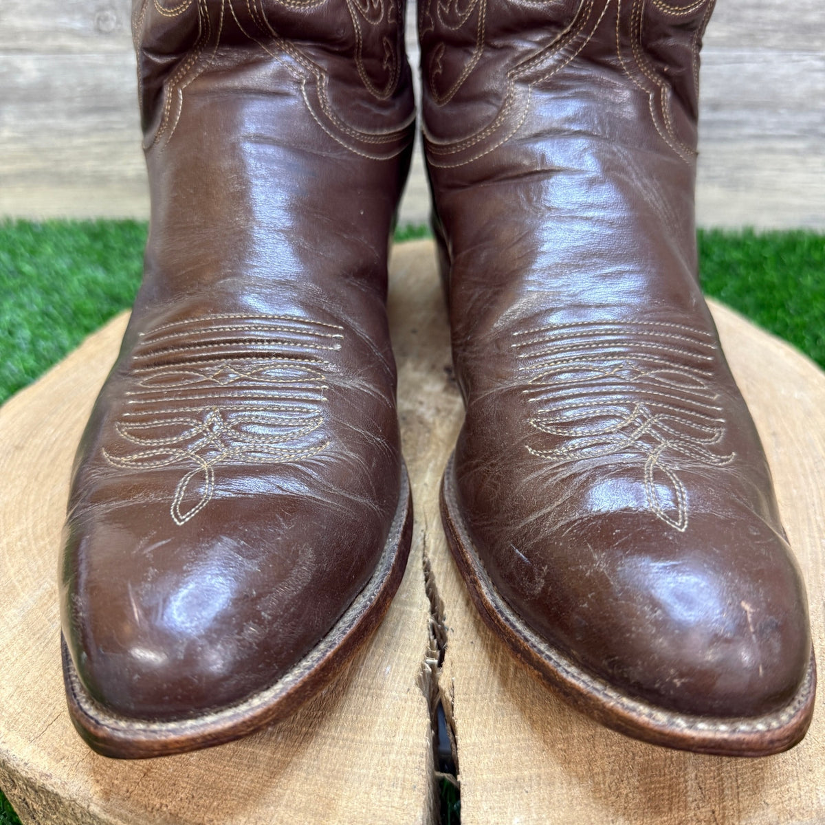 Justin Men - Size 11D - Vintage Brown Embroidered Western Cowboy Boots 2500