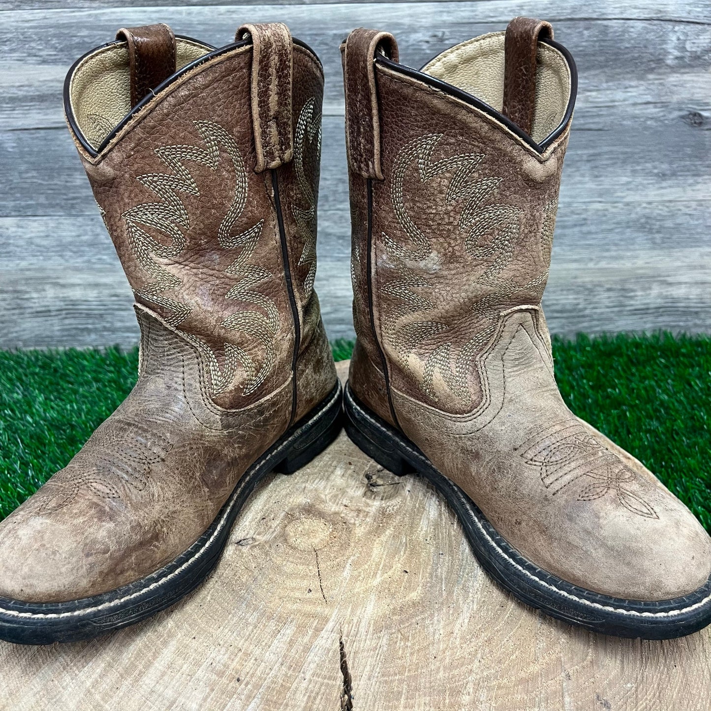 Smoky Mountain Youth - Size 1R - Tan Cowboy Boots Style 2470C