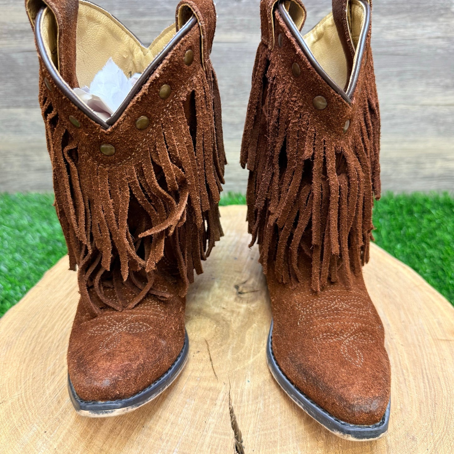 Shyanne Youth - Size 12D - Brown Fringe Cowboy Boots 43514