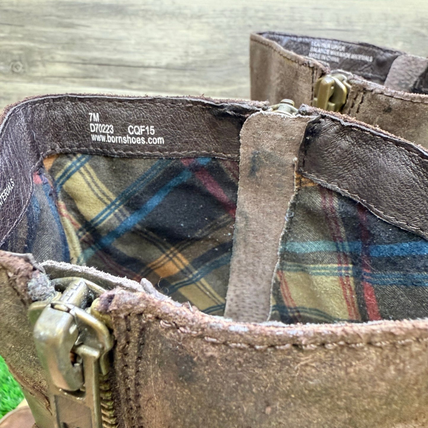 Born Women - Size 7M - Brown Strappy Zipper Boots D70223