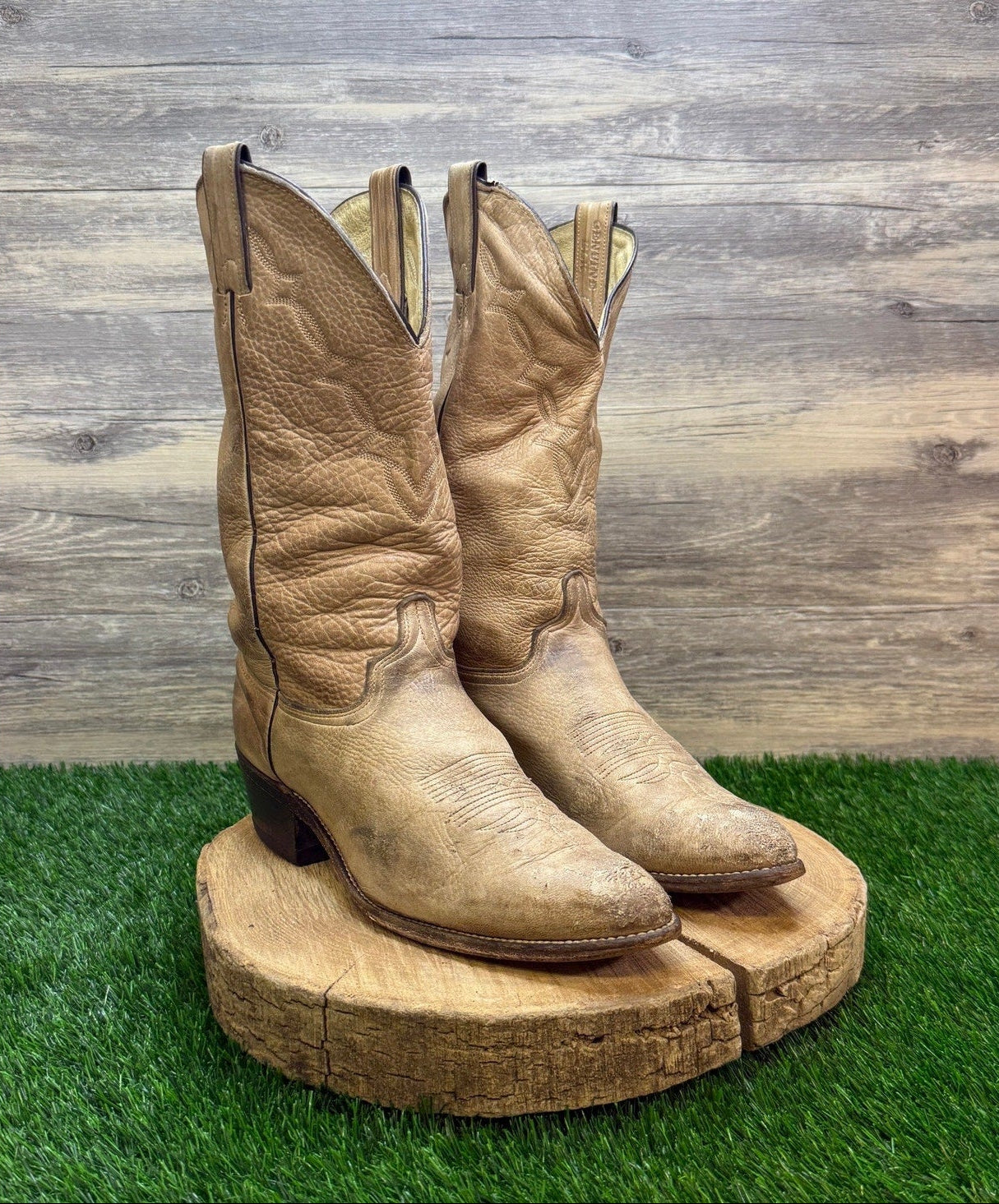 Abilene Men - Size 10.5D - Beige Soft Skin Western Cowboy Boots Style 6600