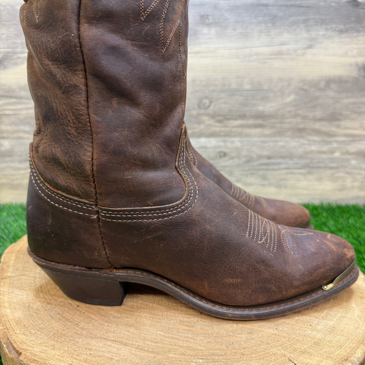 Durango Women - Size 7.5M - Chocolate Slouch Toe Plate Cowboy Boots 19070