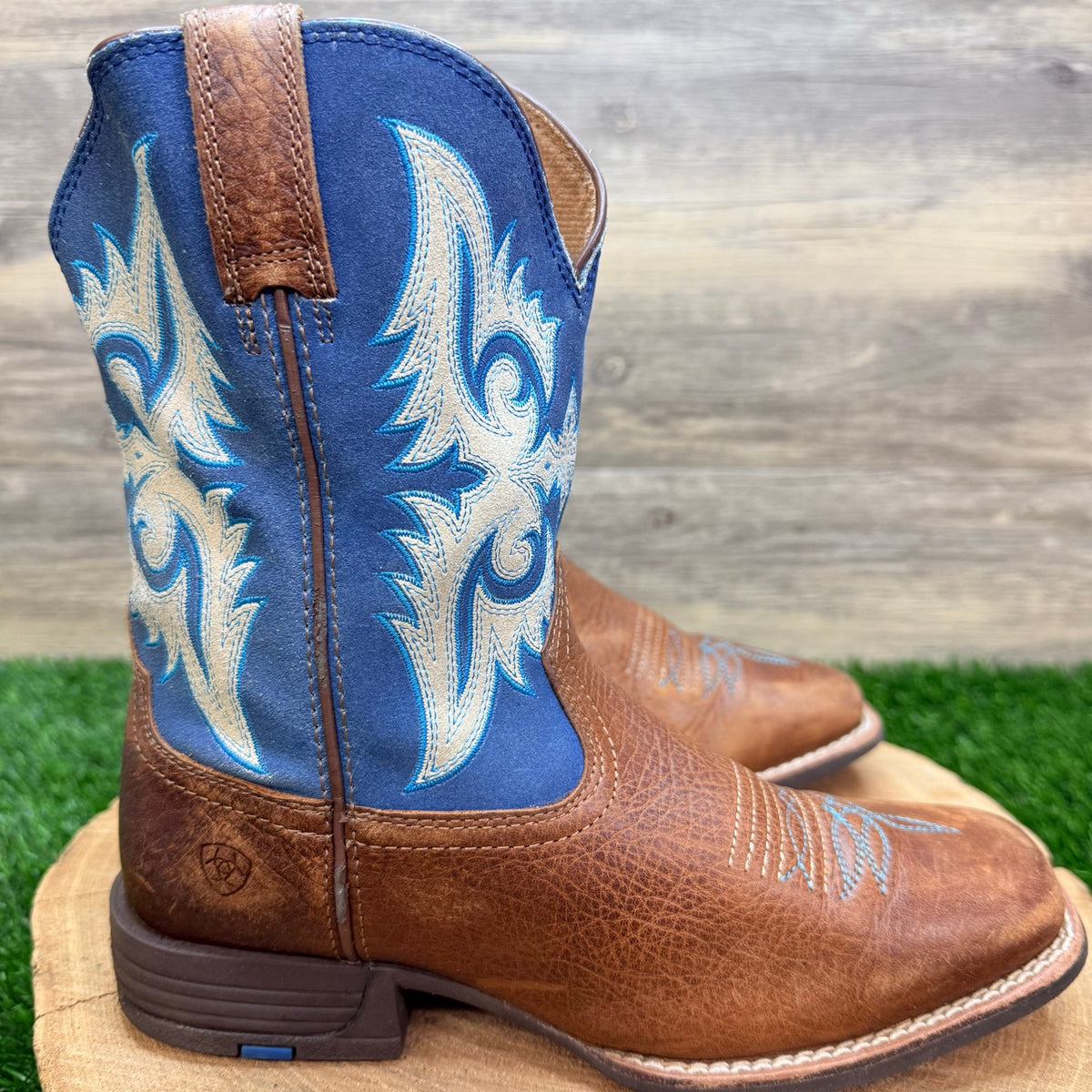 Ariat Youth - Size 4 - Brown / Blue Square Toe Western Cowboy Boots 10042597
