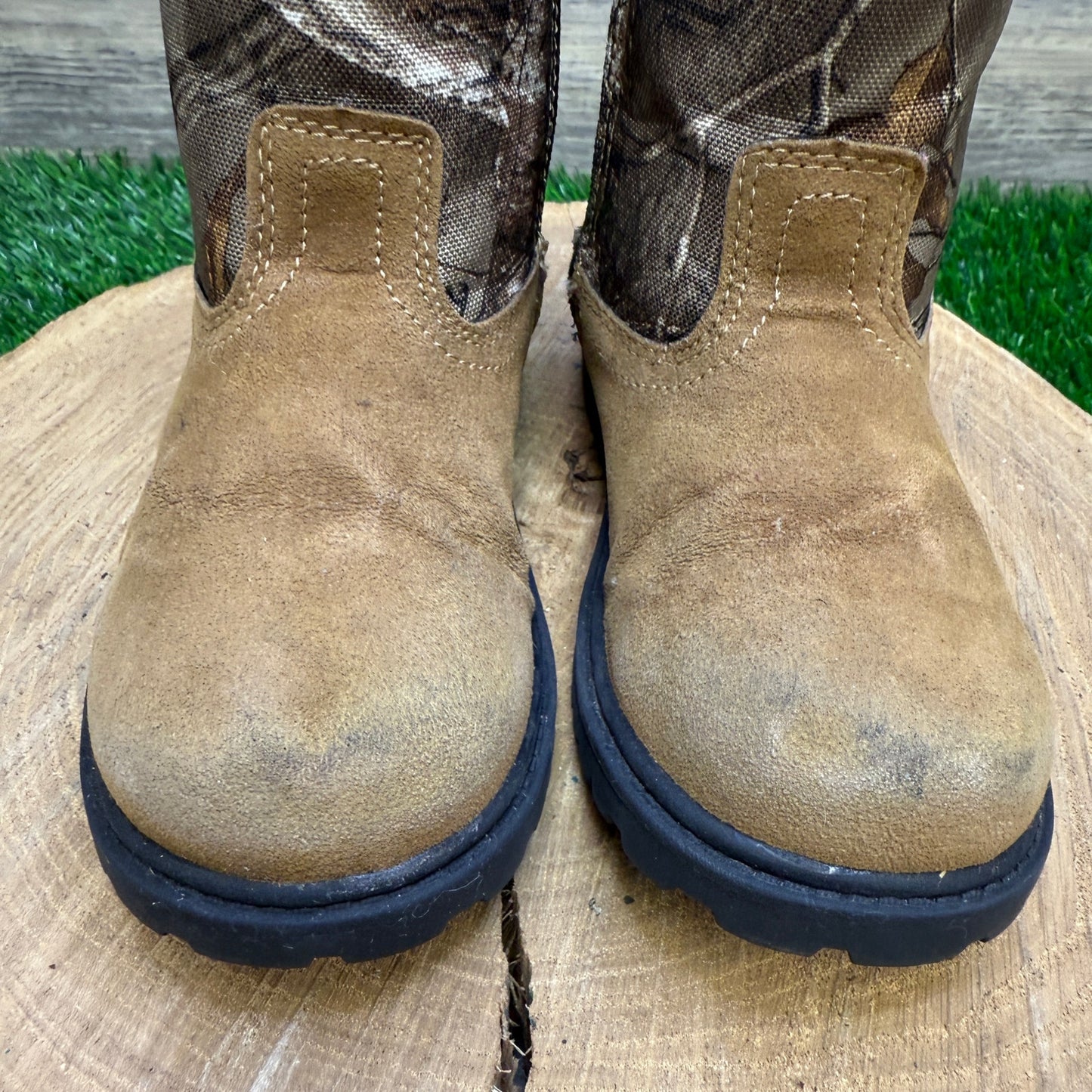 Magellan Youth - Size 12D - Tan/Camo Faux Leather Boots Style 1575