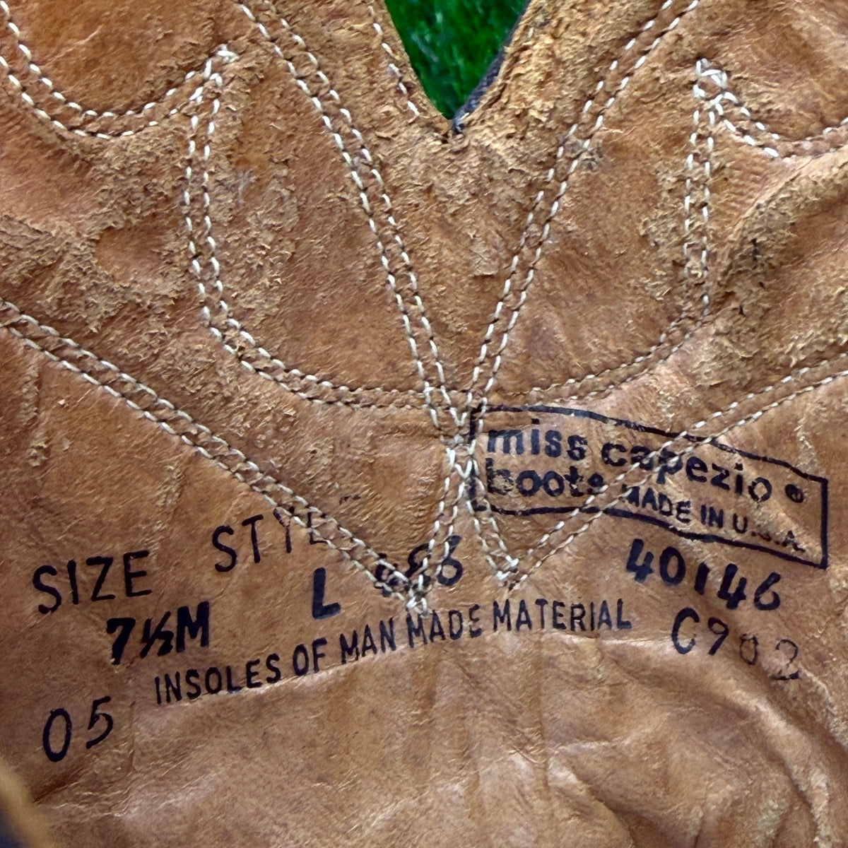 Miss Capezio Women - Size 7.5M - Vintage Tan Suede Butterfly Cowboy Boots L486