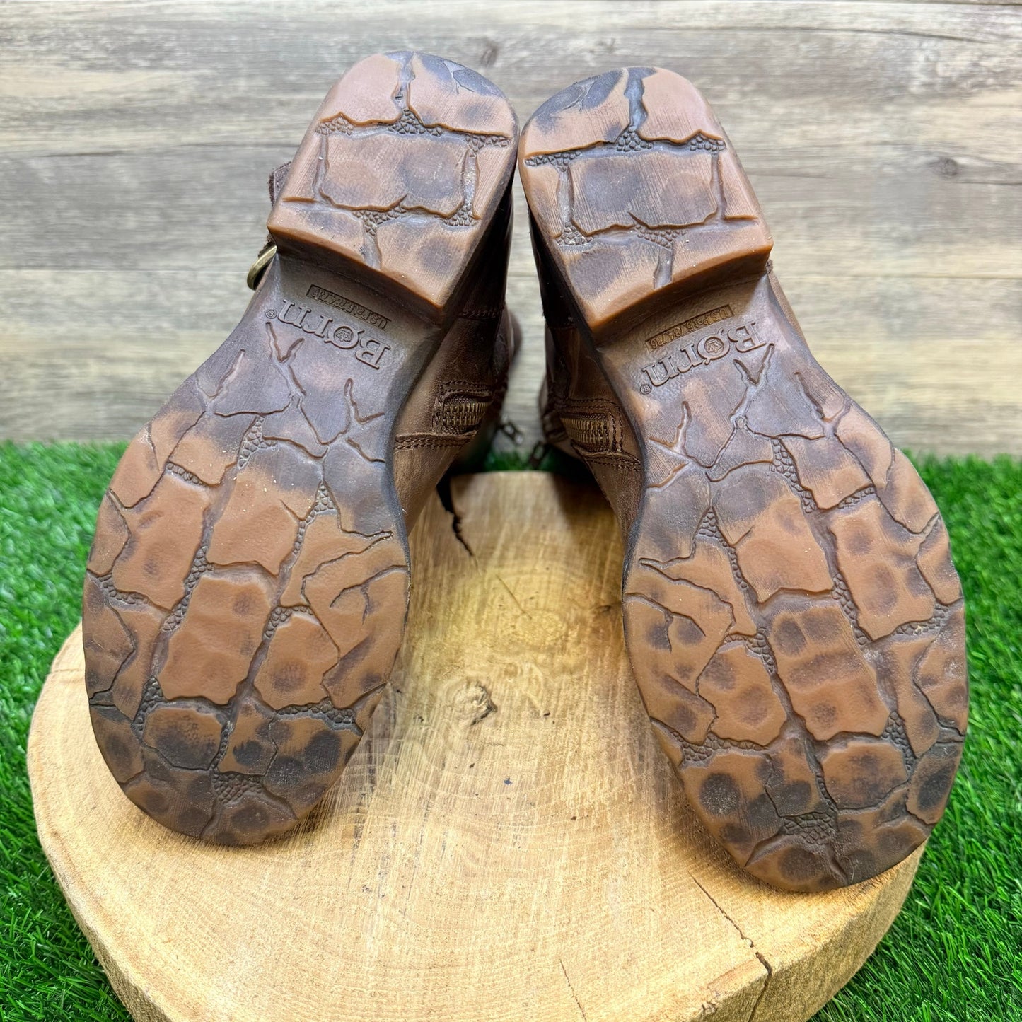 Born Women - Size 7M - Brown Strappy Zipper Boots D70223