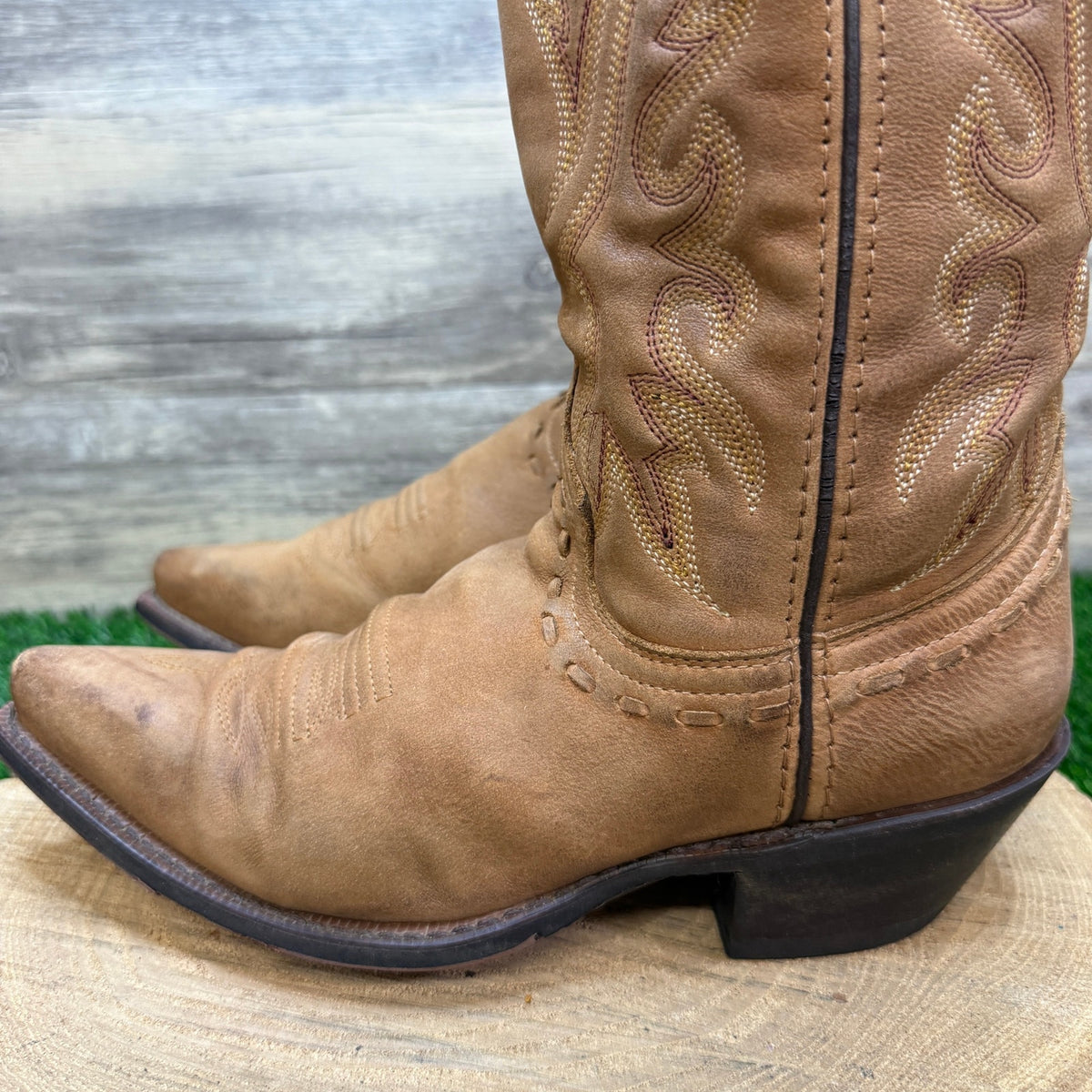 Laredo Men - Size 7D - Tan Jacksonville Snip Toe Cowboy Boots Style 68412